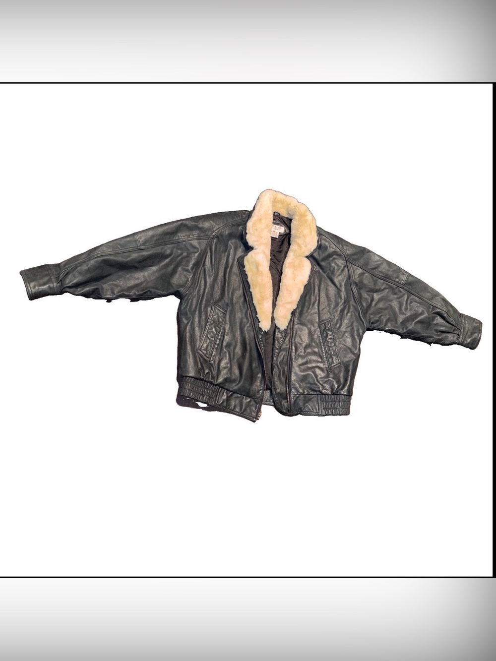 Vintage 90s Cambridge Dry Goods Genuine Leather Bomber Jacket Size Large 🖤